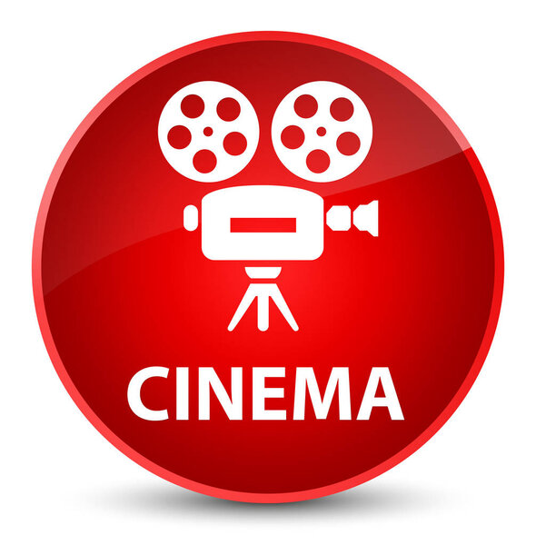 Cinema (video camera icon) isolated on elegant red round button abstract illustration