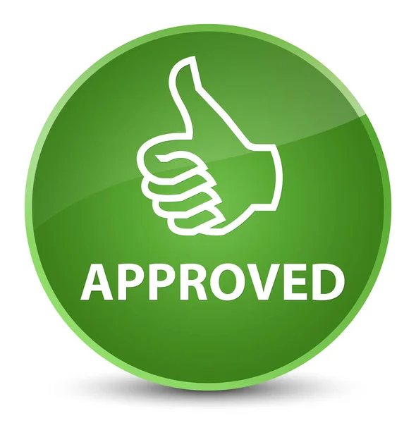 Approved (thumbs up icon) elegant soft green round button — Stock Photo, Image