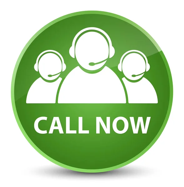 Call now (customer care team icon) elegant soft green round butt — Stock Photo, Image