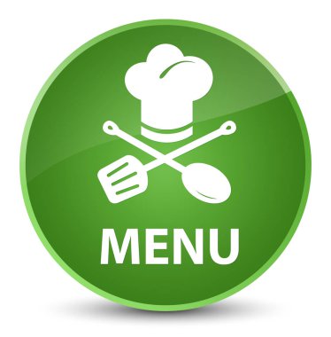 Menü (Restoran simgesi) zarif yumuşak yeşil yuvarlak düğmesi