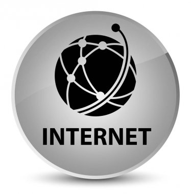 Internet (küresel ağ simgesini) zarif beyaz yuvarlak düğmesi