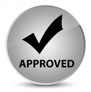 Onaylı (simge doğrulama) zarif beyaz yuvarlak düğmesi