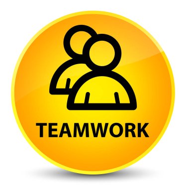 Ekip çalışması (grup simgesi) zarif sarı yuvarlak düğmesi