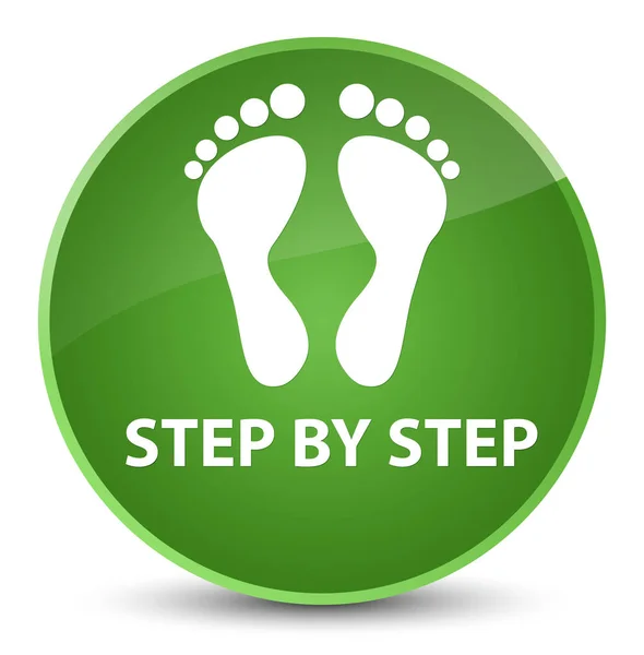 Step by step (footprint icon) elegant soft green round button — Stock Photo, Image