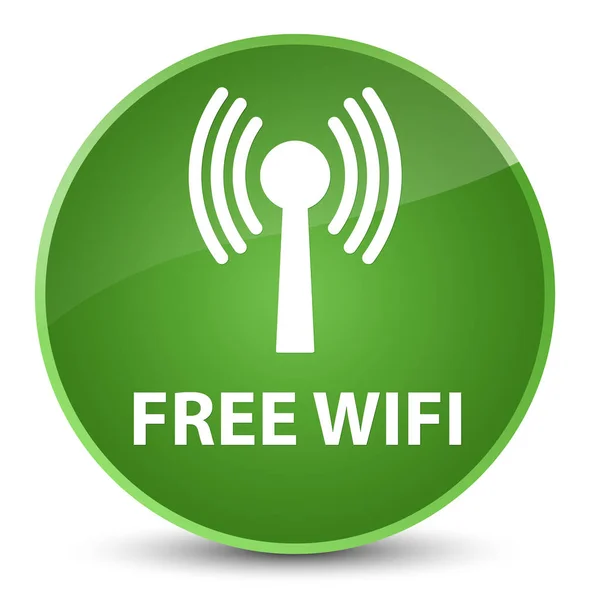 Free wifi (wlan network) elegant soft green round button — Stock Photo, Image