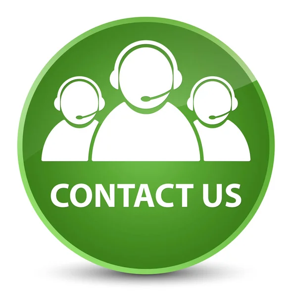 Επικοινωνήστε μαζί μας (εικονίδιο ομάδας φροντίδας πελατών) κομψό μαλακό πράσινο στρογγυλή bu — Φωτογραφία Αρχείου