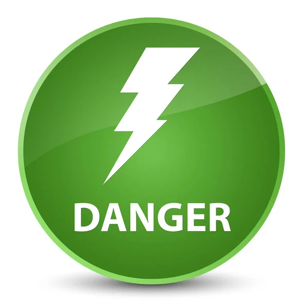 Danger (icône de l'électricité) élégant bouton rond vert doux — Photo