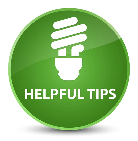 Χρήσιμες συμβουλές (εικονίδιο λάμπας) κομψό μαλακό πράσινο στρογγυλό κουμπί — Φωτογραφία Αρχείου