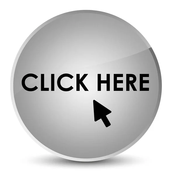 Haga clic aquí elegante botón redondo blanco —  Fotos de Stock