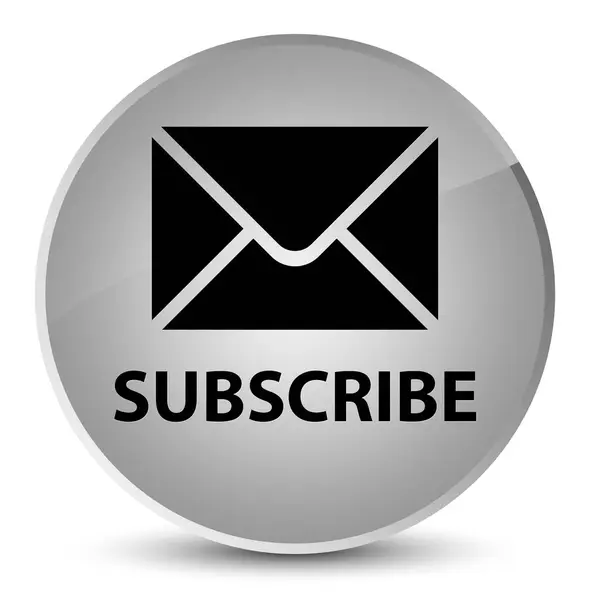 Subscribe (email icon) elegant white round button — Stock Photo, Image