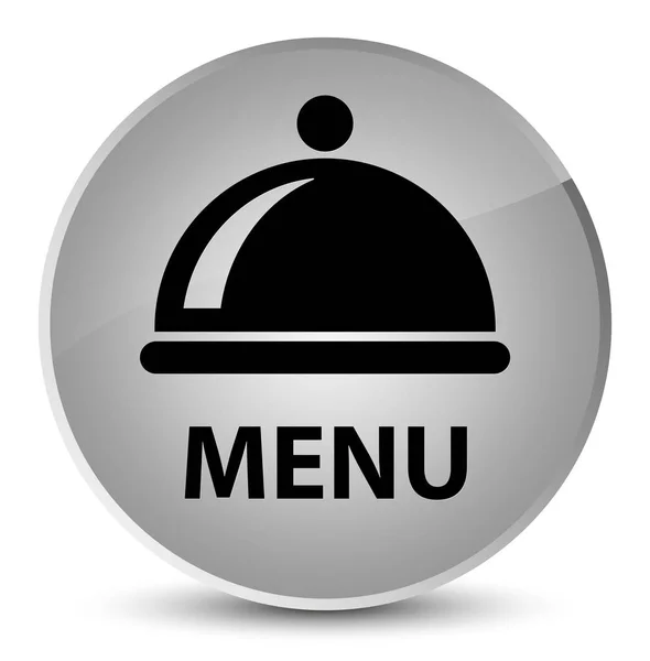 Menu (food dish icon) elegant white round button — Stock Photo, Image