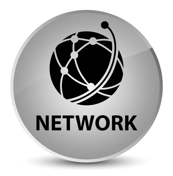 Rede (ícone de rede global) elegante botão redondo branco — Fotografia de Stock