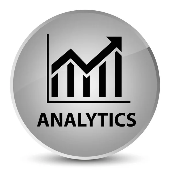 Analytics (ícone de estatísticas) botão redondo branco elegante — Fotografia de Stock