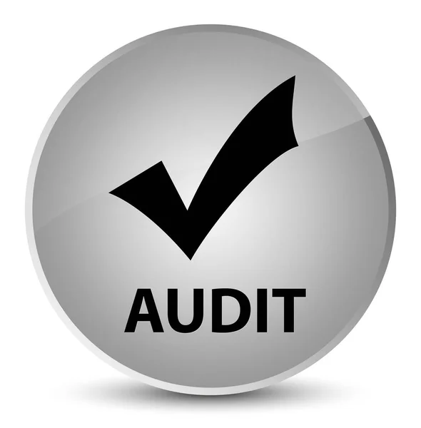 Audit (Validierungssymbol) eleganter weißer runder Knopf — Stockfoto