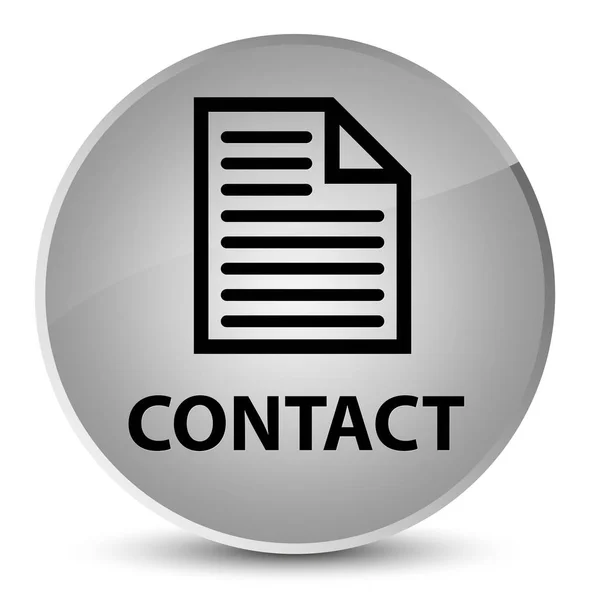 Elegantní bílé kulaté tlačítko kontakt (ikona stránky) — Stock fotografie