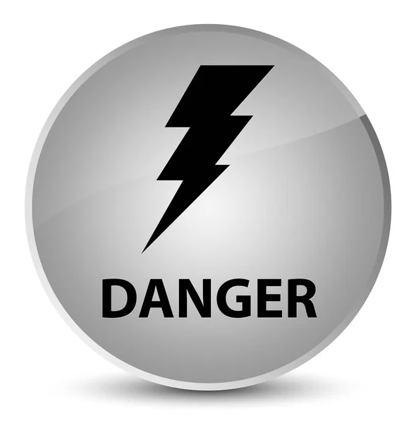 Pericolo (icona dell'elettricità) elegante pulsante rotondo bianco — Foto Stock