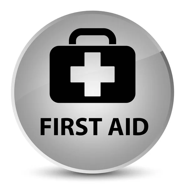 最初の援助のエレガントな白い円形のボタン — ストック写真