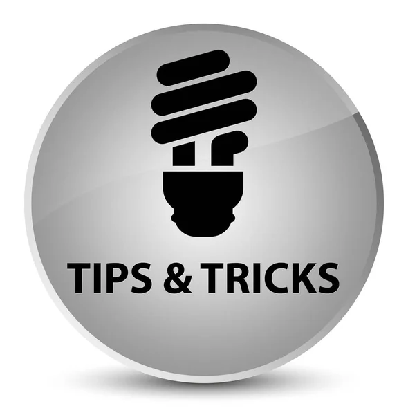Συμβουλές και κόλπα (εικονίδιο λάμπας) κομψό λευκό στρογγυλό κουμπί — Φωτογραφία Αρχείου