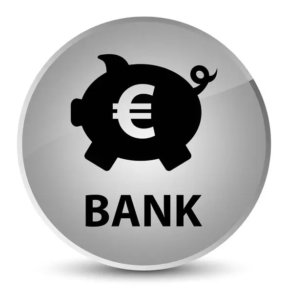 银行 （小猪框欧元符号） 素雅的白色圆形按钮 — 图库照片