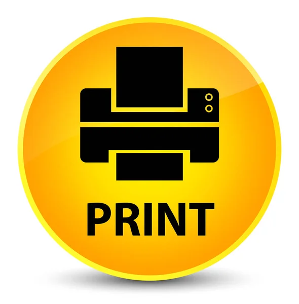 Elegantní žluté kulaté tlačítko Tisk (ikona tiskárny) — Stock fotografie