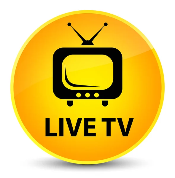 Live tv elegant yellow round button — Stock Photo, Image