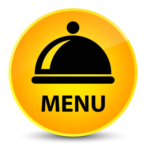 Menu (icona del piatto alimentare) elegante pulsante rotondo giallo — Foto Stock