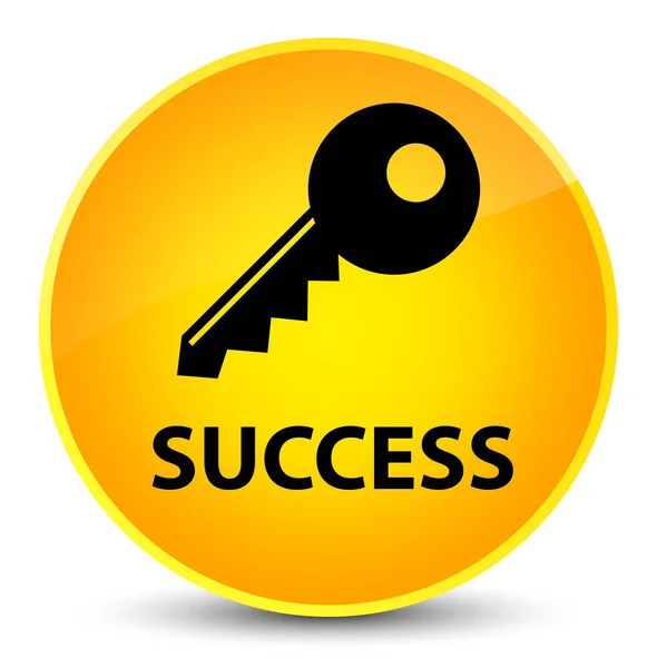 成功 （钥匙图标） 优雅黄色圆形按钮 — 图库照片
