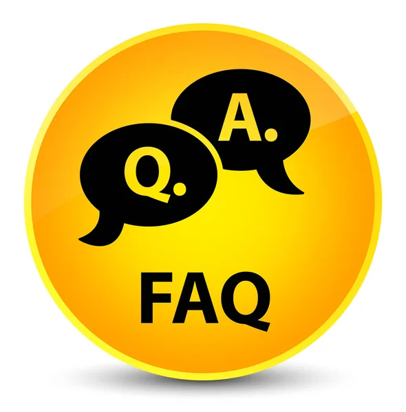 Faq （问题答案气泡图标） 优雅黄色圆形按钮 — 图库照片