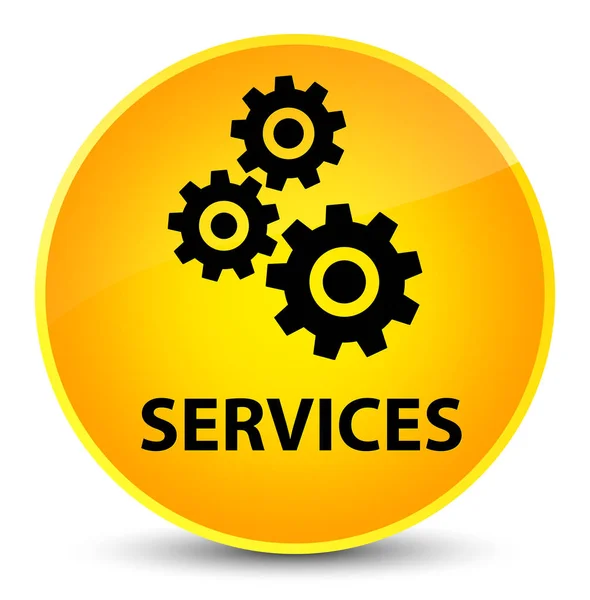 Serviços (ícone de engrenagens) botão redondo amarelo elegante — Fotografia de Stock