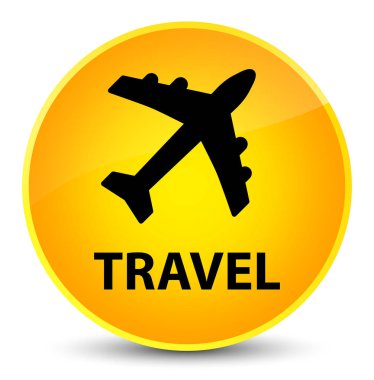 Seyahat (uçak simgesi) zarif sarı yuvarlak düğmesi