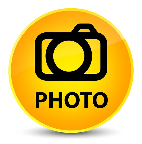 Photo (camera icon) elegant yellow round button — Stock Photo, Image