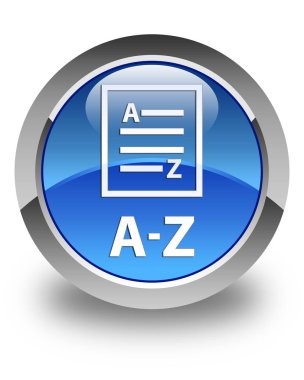 A-Z (liste sayfa simgesi) parlak mavi yuvarlak düğmesi