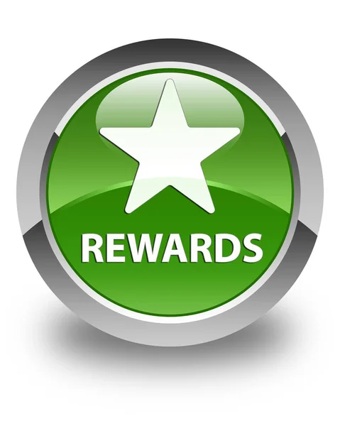 Rewards (star icon) glossy soft green round button — Stock Photo, Image