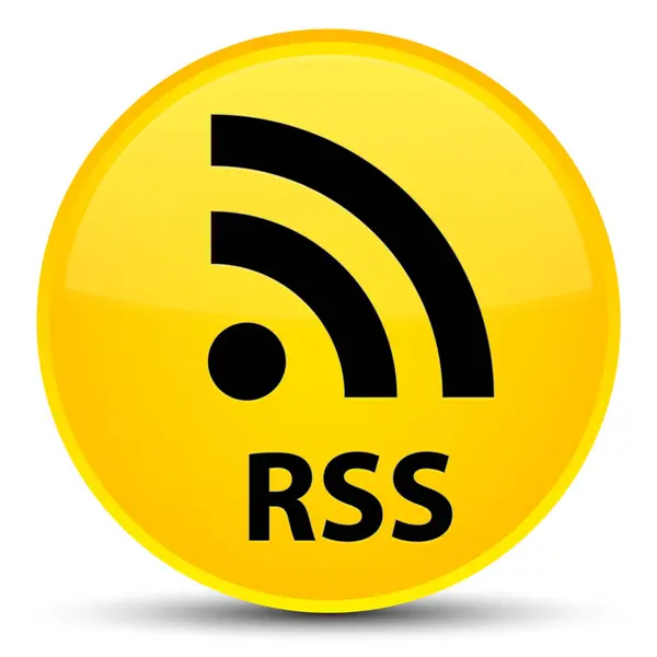 RSS special yellow round button — Stock Photo, Image