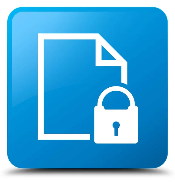 Secure document icon cyan blue square button — Stock Photo, Image