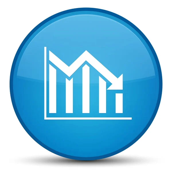Statistiche giù icona speciale blu ciano pulsante rotondo — Foto Stock