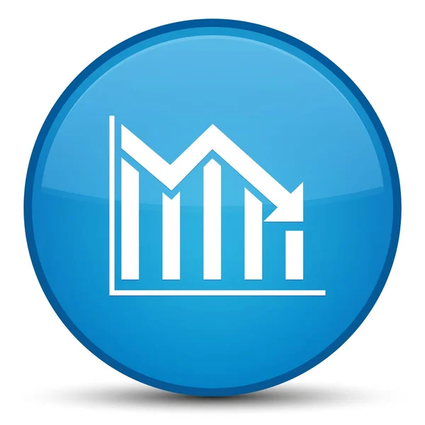 Statistik ned ikon særlige cyan blå runde knap - Stock-foto