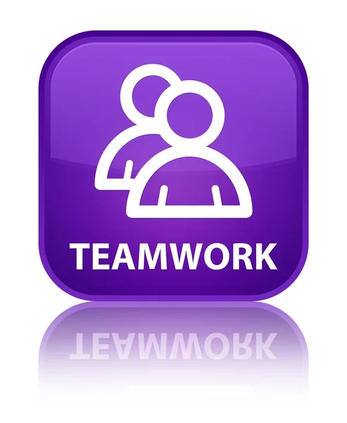 Teamwork (group icon) special purple square button — Stock Photo, Image