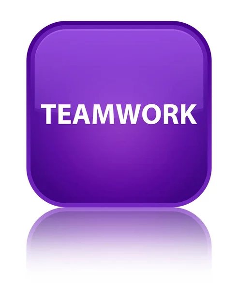 Lavoro di squadra speciale pulsante quadrato viola — Foto Stock