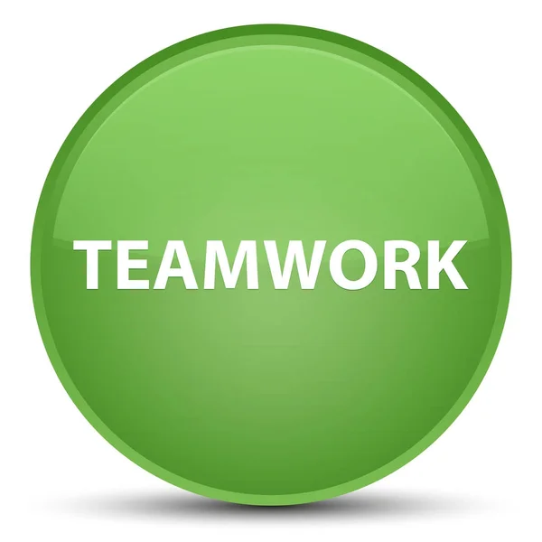 Teamwork speciale zachte groene ronde knop — Stockfoto