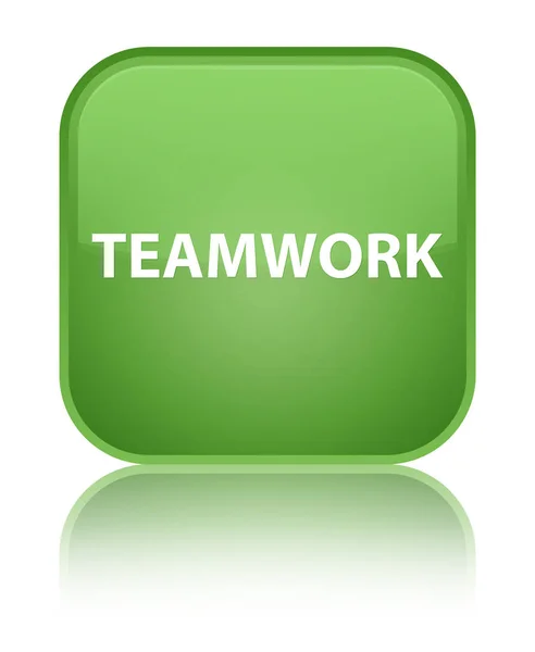Teamwork special soft green square button — Stock Photo, Image