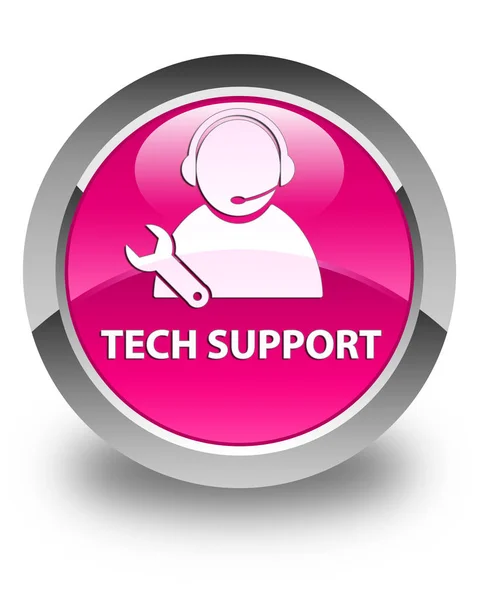 Tech-Unterstützung glänzend rosa runden Knopf — Stockfoto