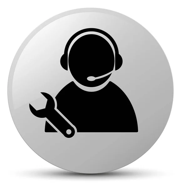 Soporte técnico icono blanco botón redondo — Foto de Stock