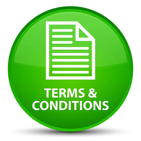 Termes et conditions (icône de page) bouton rond vert spécial — Photo