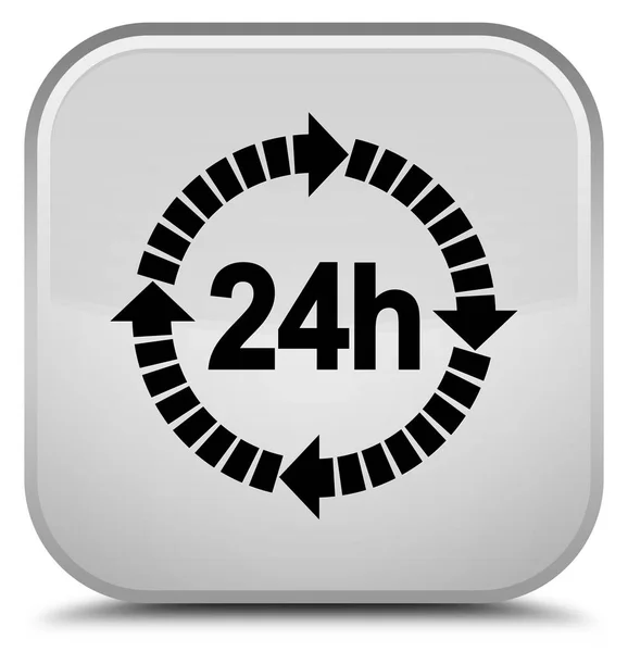 24 hours delivery icon special white square button — Stock Photo, Image