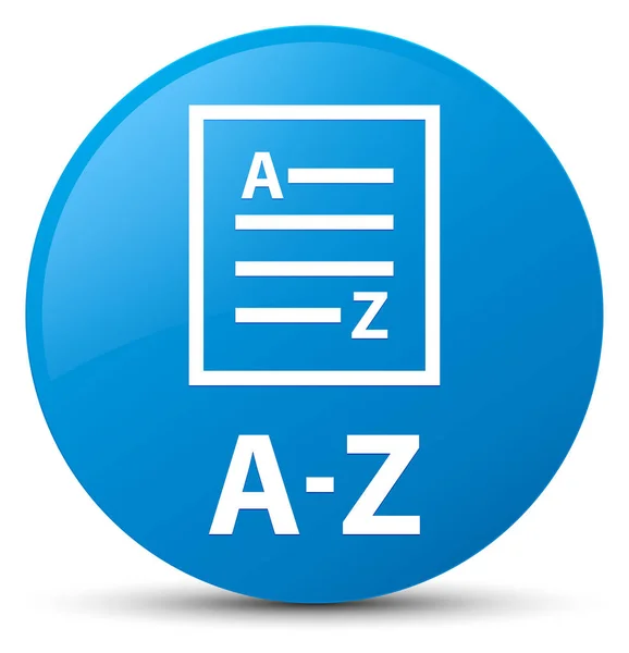 A-Z (ícone de página de lista) botão redondo azul ciano — Fotografia de Stock