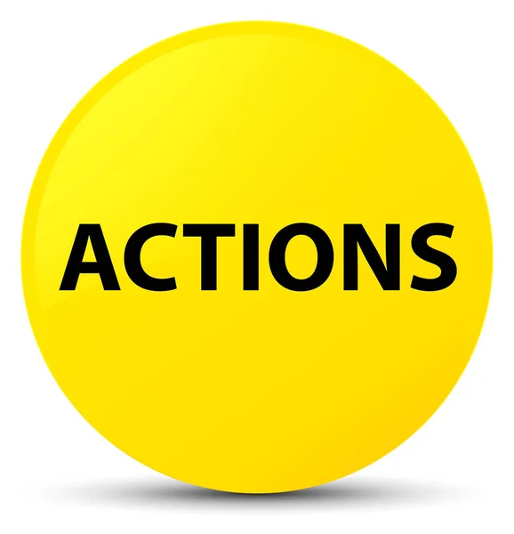 Ações botão redondo amarelo — Fotografia de Stock