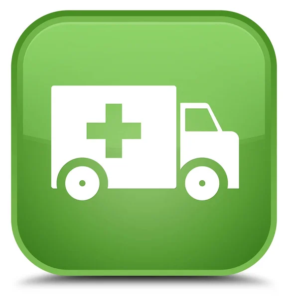 Ambulance icon special soft green square button — Stock Photo, Image