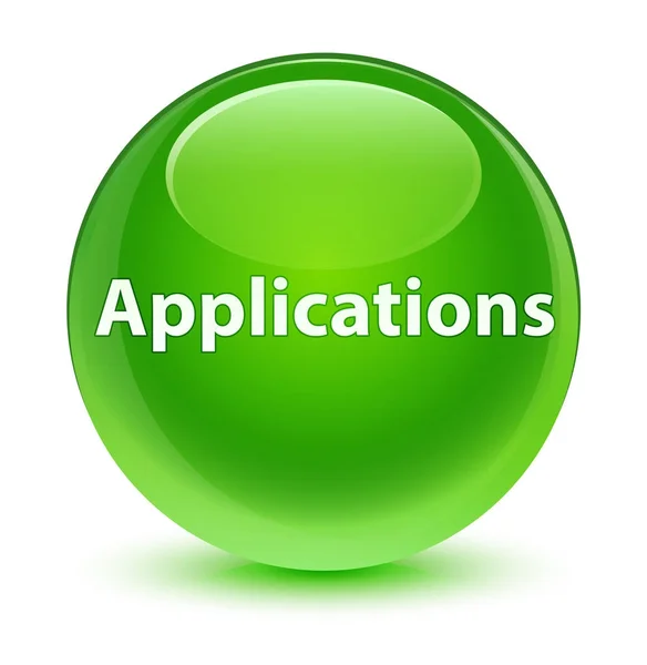Aplikacje szklisty zielony okrągły przycisk — Zdjęcie stockowe