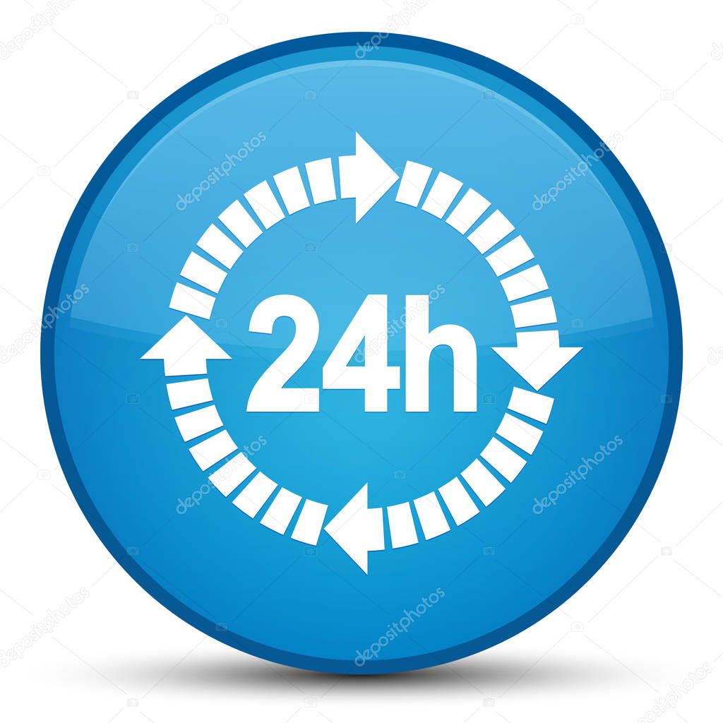 24 hours delivery icon special cyan blue round button